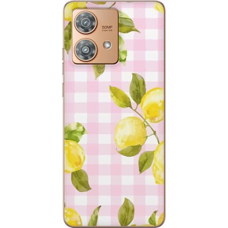 Kompatibelt Mobilskal till Motorola Motorola Edge 40 Neo Citron rosa rutigt