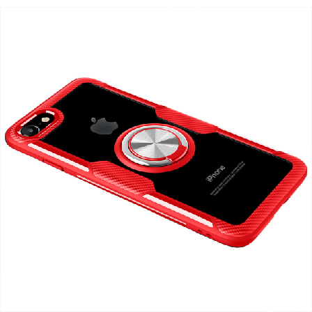 iPhone SE 2022 - Suojakuori sormustelineellä (LEMAN) Röd/Silver