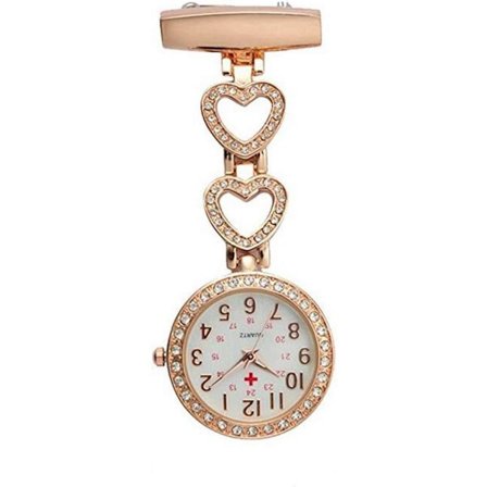 Damhjärta Stål Sjuksköterska Läkare Tunika Brosch Quartz FOB Fickur Medicinsk Klocka