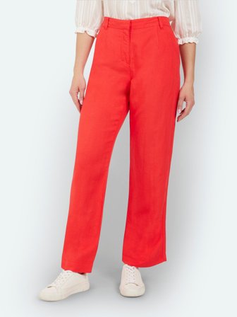 BRANDTEX - Hør Bukser - Neon Rød - Vidde ben