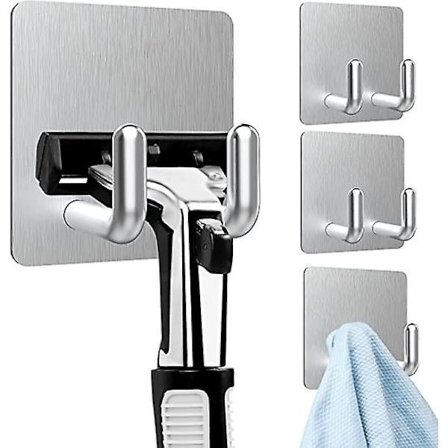 4 Stykker Selvklebende Veggkroker (Sterk Adhesjon), Tunge Stålbadhåndklekroker, Kjøkkenhåndklekrok, Selvklebende Ikke-Boring Krok