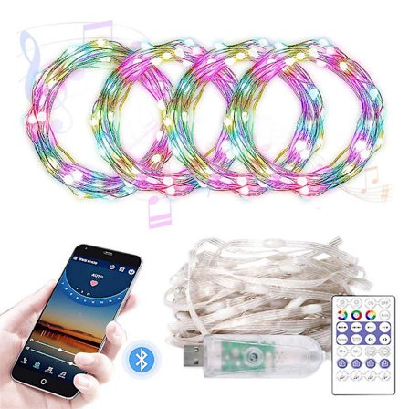 Fargeskiftende LED-lyslenke med fjernkontroll, vanntett