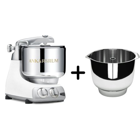 Ankarsrum AKM 6230 yleiskone + Assistent Original vispikulho, glossy white