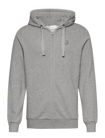 Elm Zip Hood Basic Badge Sweat - Go Grey Knowledge Cotton Apparel