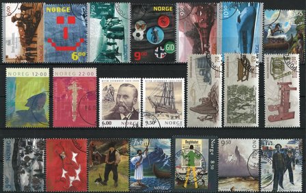 Norge - 21 forskellige stemplede frimærker