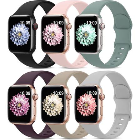 6 kpl urheilurannekkeet 38 mm, 42 mm pehmeät silikonivesitiiviset rannekkeet, jotka ovat yhteensopivia Iwatch-sovelluksen kanssa