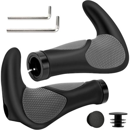 Polkupyörän ohjaustangon kahvat, maastopyörän kahvat liukumattomat kumiergonomiset, sarvien kanssa Sopii 22,2 mm