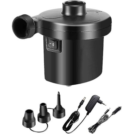 Elektrisk Luftpump 2 i 1, Pumpa Upp och Tömm, Elektrisk Pump med 3 Munstycken för Luftmadrass