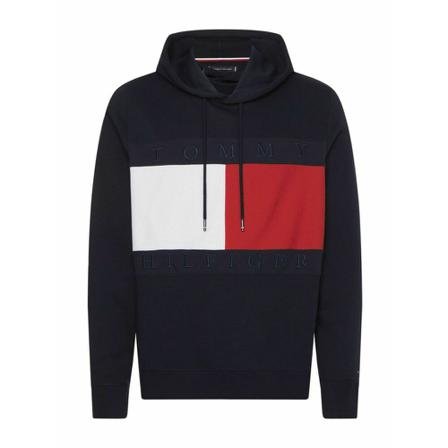Tommy Hilfiger Structure Flag Hoody Blå, Herre Hættetrøjer
