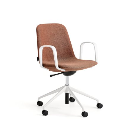 Konferenzstuhl LANGLEY, niedrige Rückenlehne, auf Rollen, Armlehnen, weiß/kupfer