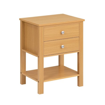 SoBuy Nattbord med 2 skuffer i træ 45x35x60cm, funktionel FBT114-N