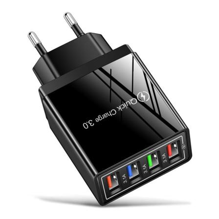 Väggadapter Med 4 Led-portar Svart One Size