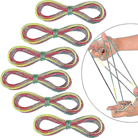 12 stk Trådspill Fingerspill, Finger Twist Trådspill, Regnbuetau, Regnbue