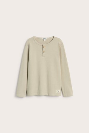 Kappahl | Långärmad ribbad topp | Beige