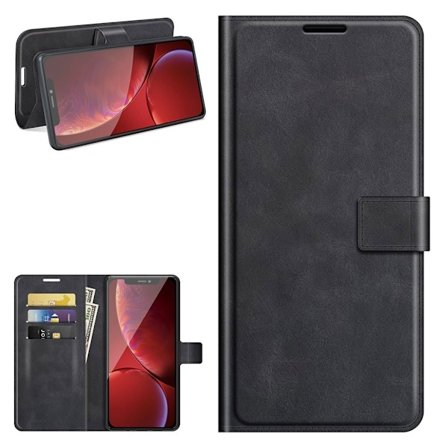 Skinn-etui i lommebok-stil for iPhone 13 Pro Max - Svart