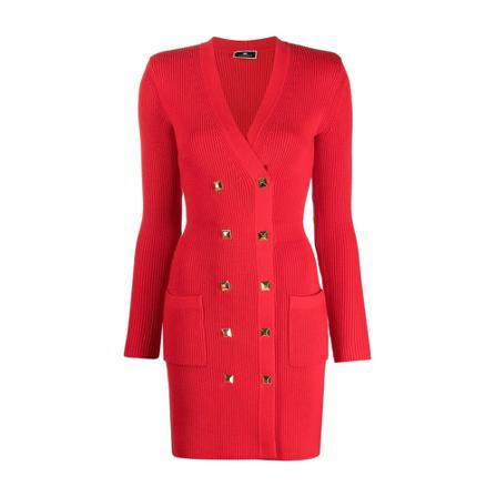 Elisabetta Franchi Studded Knitted Kjole Am39S26E2 Rød, Dame