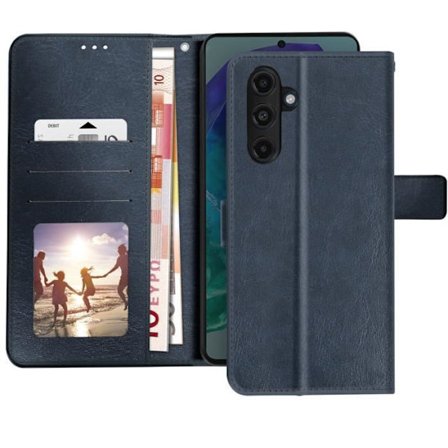 Fodral för Samsung M55 Vintage Design Flip Wallet Video Support Midnight Blue