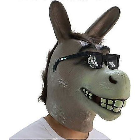 Æsel Maske, Latex Sherk Maske, Deluxe Fuld Ansigt Dyrehoved Maske til Halloween Voksen Kostume Fest (FMY)