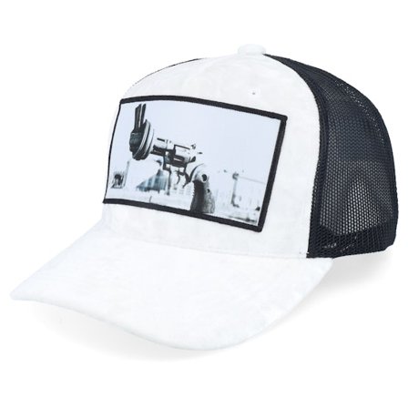 Calza Pennello - White - trucker - Cap - Knotted Gun Velvet White/Black A-frame Trucker - Hatstore
