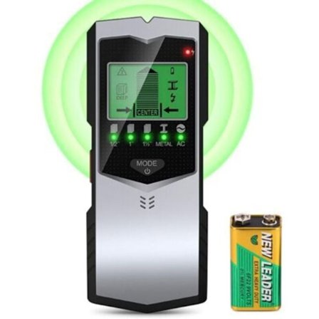 5-i-1 veggdetektor med LCD-skjerm - Detektor for elektrisk ledning, metall, tre og AC-strøm med lydalarm og batteri