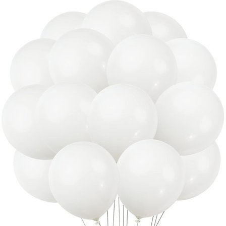 100 st vita latexballonger - 10" vita ballonger - vit helium