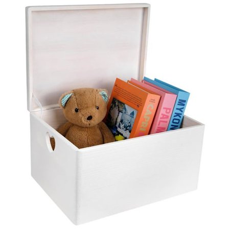 Luova Dekorointilaatikko Suuri Puulaatikko Koristeltavaksi Valkoiset Sydänkahvat 40 x 30 x 24 cm