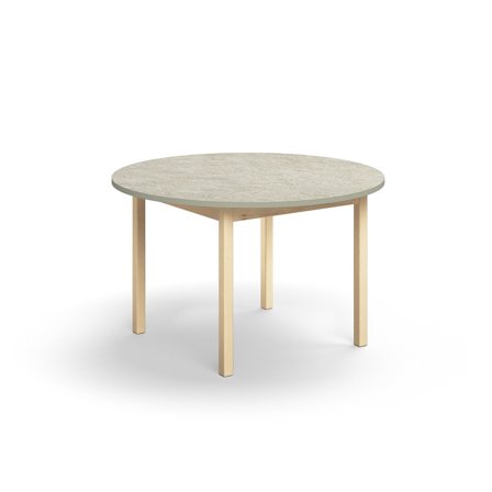 Tisch DECIBEL, Ø1200x720 mm, Linoleum grau, Birke