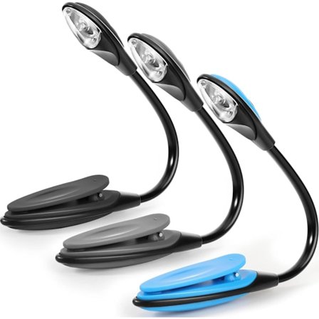 3 stk. Clip-on lys, boglæsningslys batteridrevet læsning
