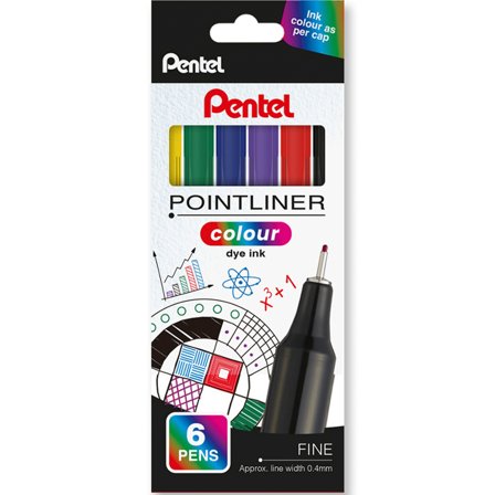 Pentel Pointliner Colour 6-sett