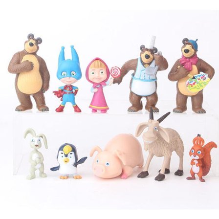 10 Pack Masha och björnen figurer (3-7CM)