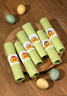 Broderikit Servettringar Söta kycklingar 6-pack