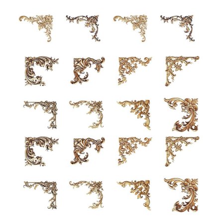 20 stk. Vintage Uthulede Hjørneklistremerker Journal Border Klistremerke Kompatibel med Scrapbooking Journal Fotoalbum Telefondeksel Kunsthåndverk