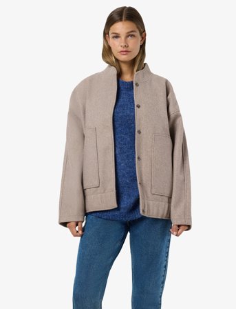 NOISY MAY Nmhalston L/S Bomber Jacket Wvn Noos - Beige - L