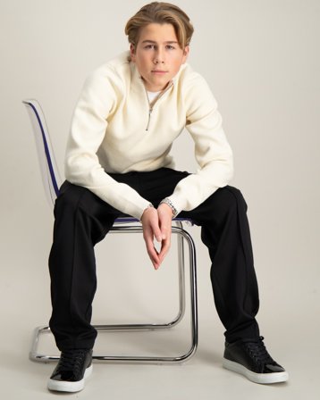 Jack & Jones VESTERBRO KNIT HALF ZIP Beige Truien Jongens - Kids Brand Store