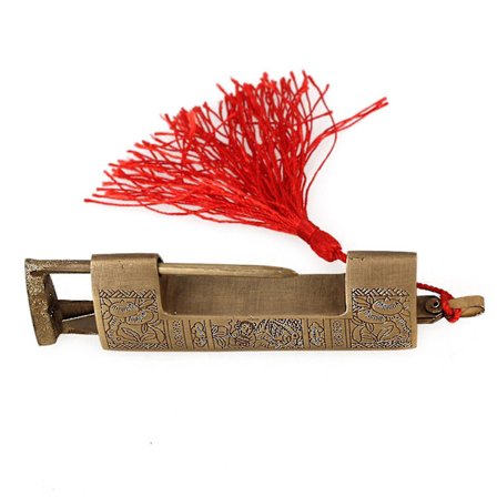 Kinesisk Vintage Have Messing Lås 5cm Funktionel Antik Hængelås Nøglelås