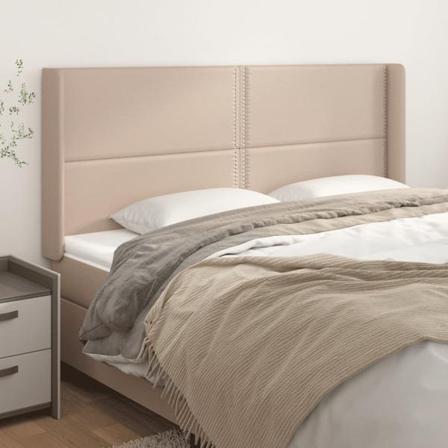 Vidaxl Huvudgavel Med Kanter Cappuccino 163x16x118/128 Cm Konstl Brun