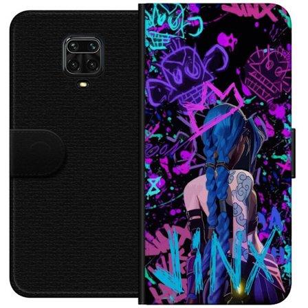 Kompatibel Tegnebogsetui til Xiaomi Xiaomi Redmi Note 9S Farverig graffiti illustration med en karakter med blåt hår i en urban street art stil