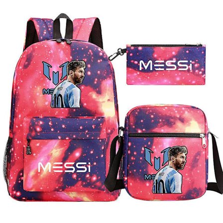 Nya Messi-ryggsäckar 3 st fotbollsstjärnor Printe Lättvikt Enkla Laptop Skolväska Junior-senior Gymnasieelever Mochilas DB