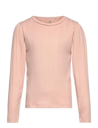 Blouse Ls Pointelle T-shirts Long-sleeved T-shirts Rosa En Fant*Betinget Tilbud