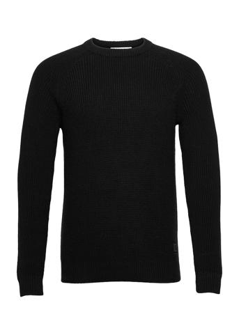 Slhirven Ls Knit Crew W Neulepaita Pyöreä Kaula-aukko Musta Selected Homme