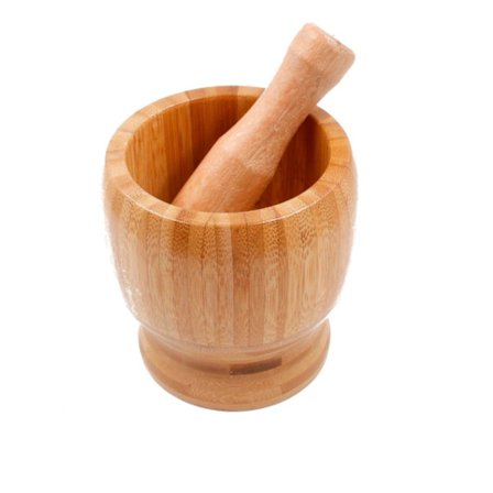 12 cm Bambus Mortel og Støter Sett med Krydderkvern, Pilleknuser, Krydderkvern, C-Type Bolle