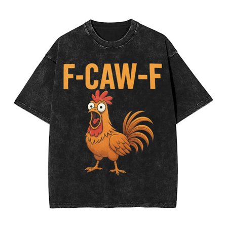 F-Caw-F Kyckling Tvättad Design Bomulls T-shirt