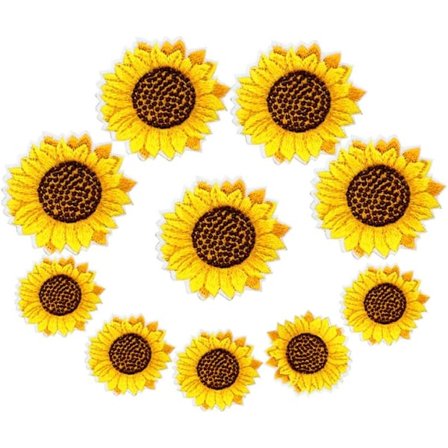 10 stk. Solsikke Broderi Merker Stryke På Lapper Sy På Applikasjon