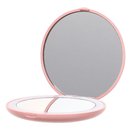 Foldbar Lommestørrelse Dobbeltsidet 10x Forstørrelsesspejl til Makeup med LED-lys Pink 9x9cm Pink 9x9cm