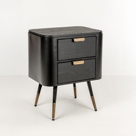 Mustakultainen yöpöytä laatikoilla – 50x39x63 cm