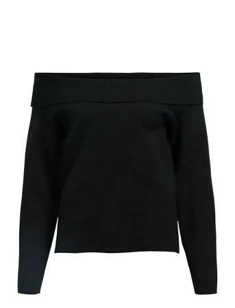 Objreynard L/S Re Off Shoulder Knit Div Black Object