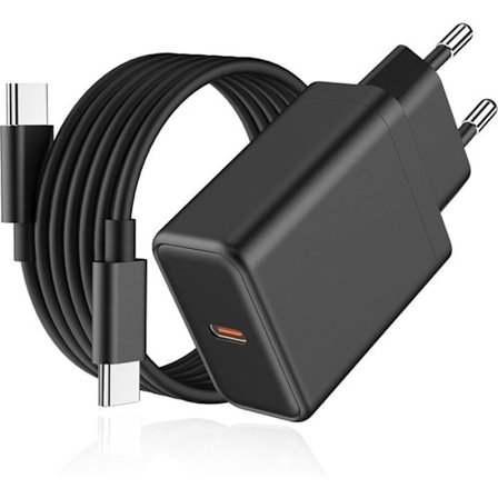 Hurtiglader 25W - E.F.CONNECTION - Kompatibel med Samsung S25 Plus Ultra S25 Fe S24 S23 - USB-C kabel 1M - Sort