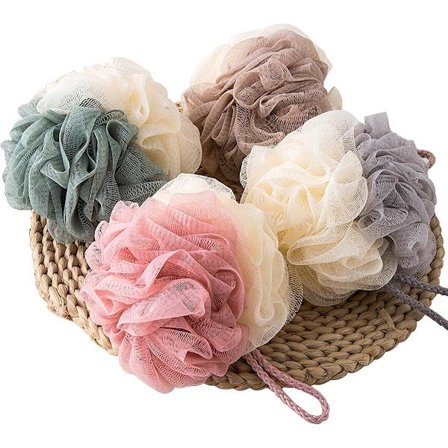 4 stk., Badesvamp, Badesvampe, Brusesvamp, Brusepuf, Massagesvamp, Skrubbesvamp, Badeværelsestilbehør, Brusebad, Blød svamp, 12 cm