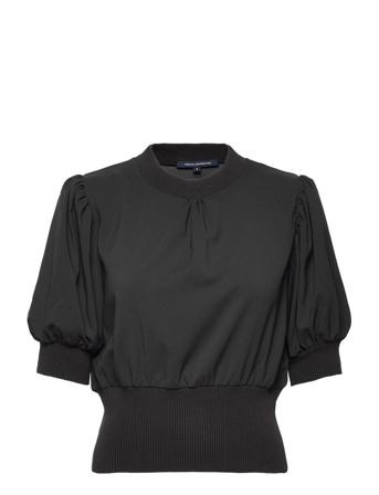 Jenna Mix Knit Top Blouses Short-sleeved Sort French Connection