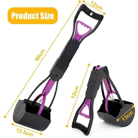 Sammenleggbar hund- og kattebæsj-scooper, kjæledyr langhånds bæsj-scooper, lett å plukke opp avfall, svart og lilla (lilla)